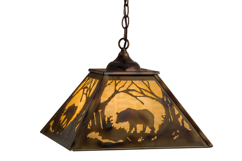 Meyda Tiffany 164001 Three Light Pendant, Burnished Brass Tint