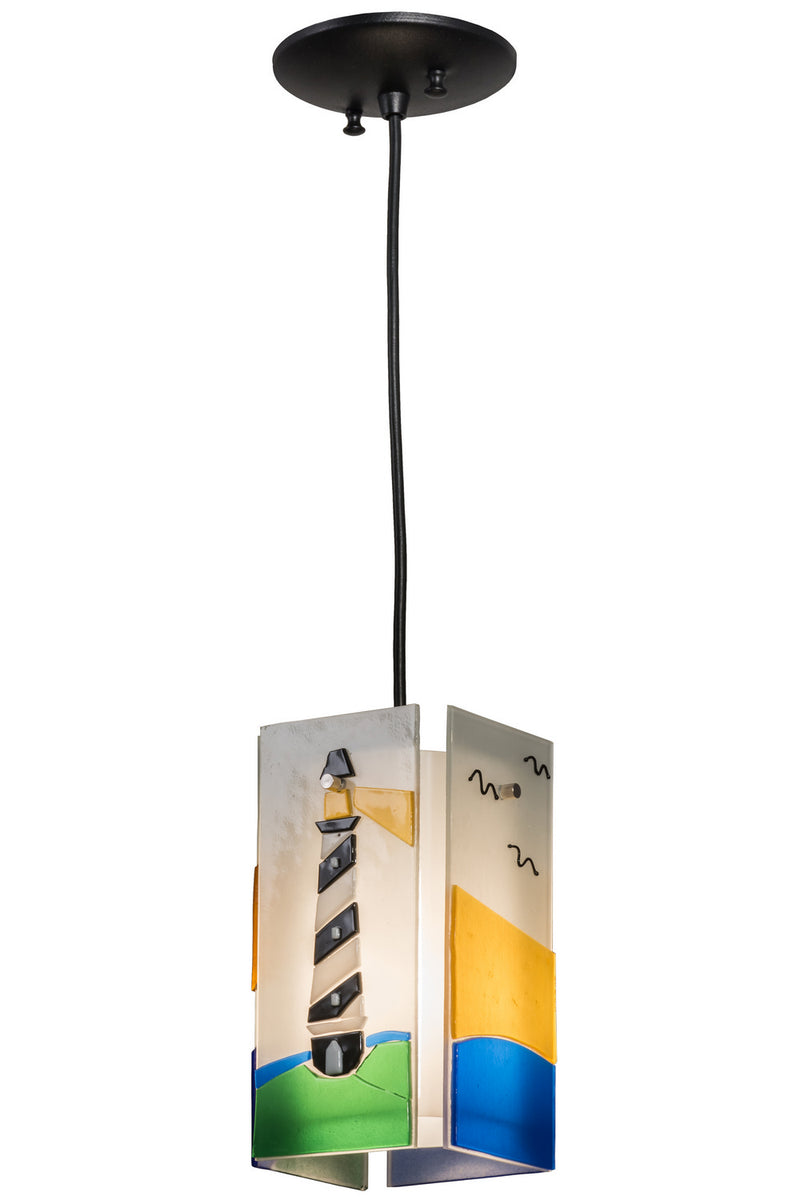 Meyda Tiffany 164112 One Light Mini Pendant, Black Metal