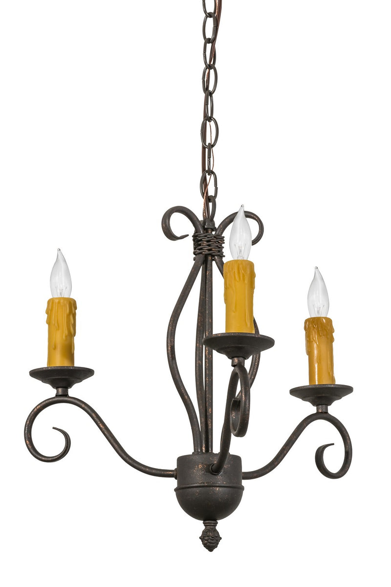 Meyda Tiffany 164383 Three Light Chandelier, Copper Rust