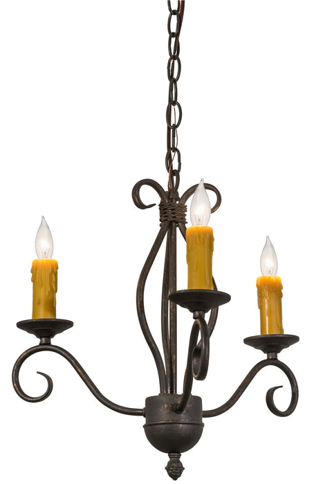Meyda Tiffany 164383 Three Light Chandelier, Copper Rust