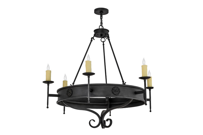 Meyda Tiffany 166957 Six Light Chandelier, Black Metal