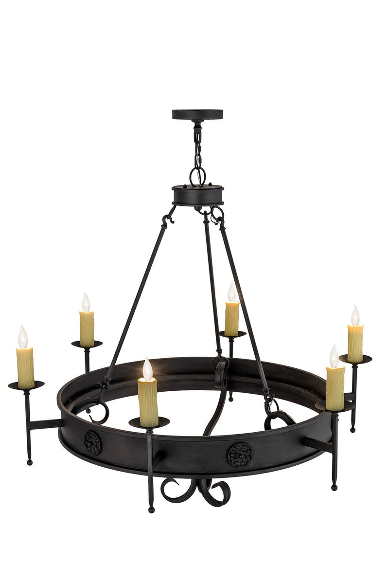 Meyda Tiffany 166957 Six Light Chandelier, Black Metal