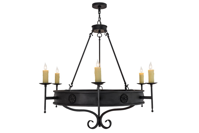 Meyda Tiffany 166957 Six Light Chandelier, Black Metal