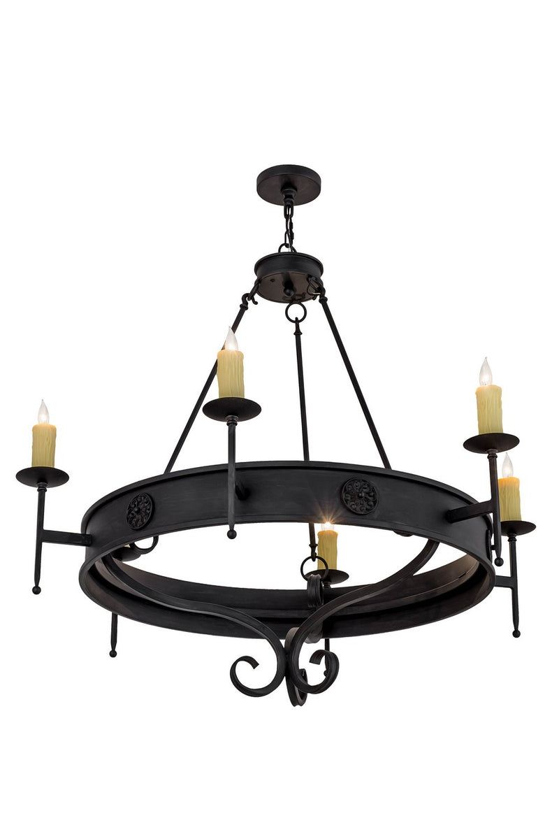 Meyda Tiffany 166957 Six Light Chandelier, Black Metal