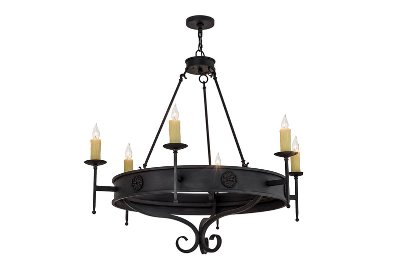 Meyda Tiffany 166957 Six Light Chandelier, Black Metal