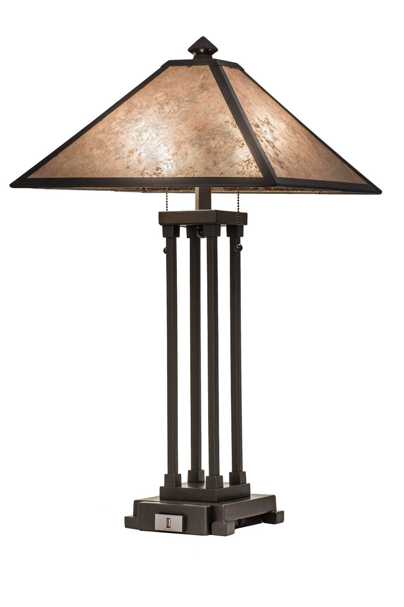 Meyda Tiffany 167366 Two Light Table Lamp, Timeless Bronze