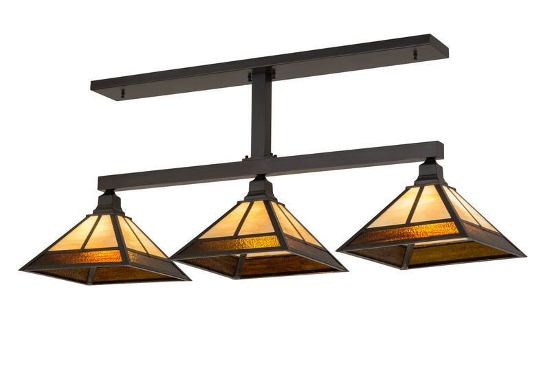 Meyda Tiffany 168005 Three Light Island Pendant, Craftsman Brown