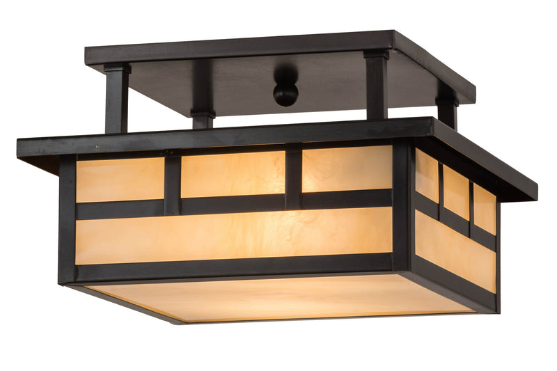 Meyda Tiffany 169070 Two Light Flushmount, Craftsman Brown
