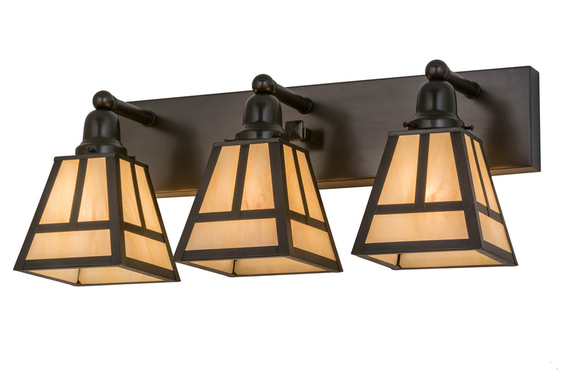 Meyda Tiffany 169075 Three Light Vanity, Craftsman Brown