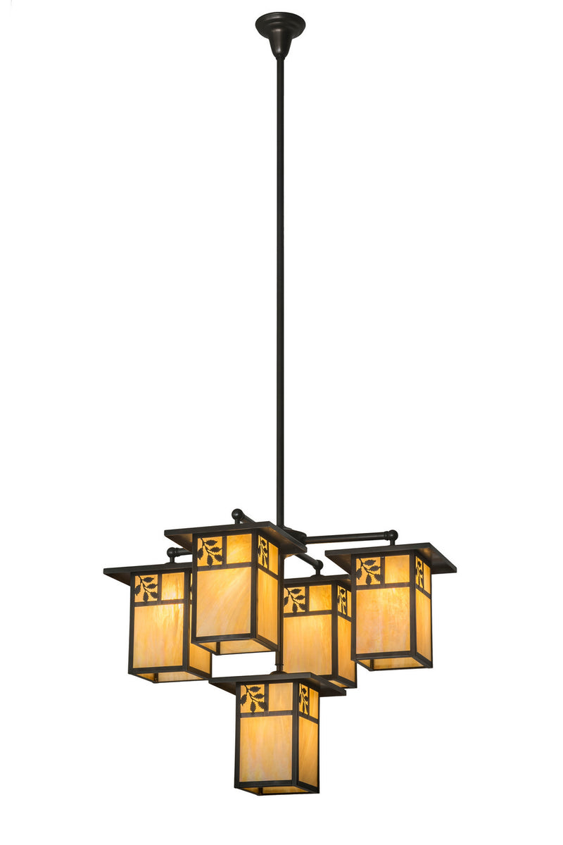 Meyda Tiffany 169150 Five Light Chandelier, Craftsman Brown