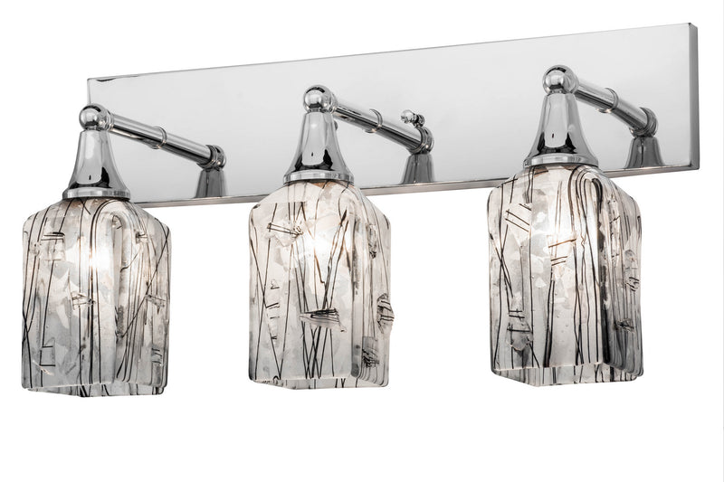 Meyda Tiffany 169822 Three Light Vanity, Black Metal,Chrome
