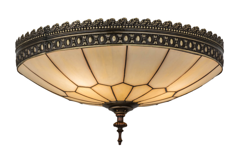 Meyda Tiffany 170004 Three Light Flushmount, Craftsman Brown Highlighted