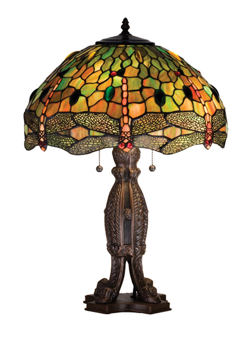 Meyda Tiffany 28527 Two Light Table Lamp, Orange Greenr