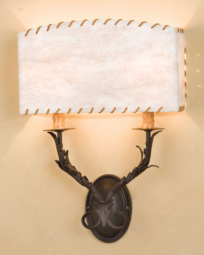 Meyda Tiffany 29143 Two Light Wall Sconce, Wrought Iron