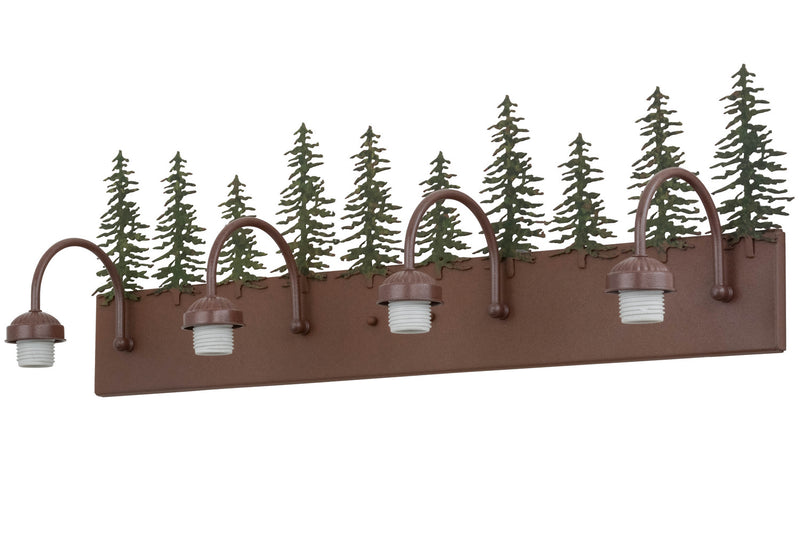 Meyda Tiffany 29472 Four Light Vanity Hardware, Rust/Green Trees