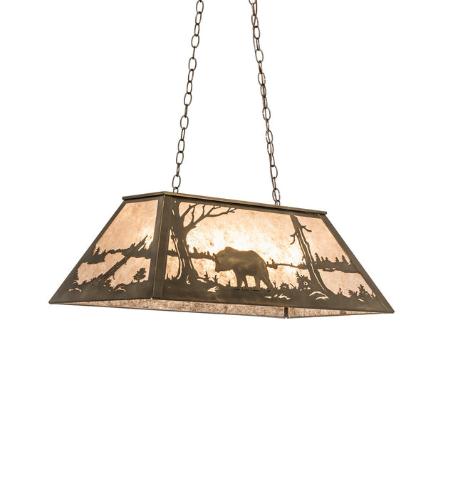 Meyda Tiffany 51510 Six Light Oblong Pendant, Antique Copper