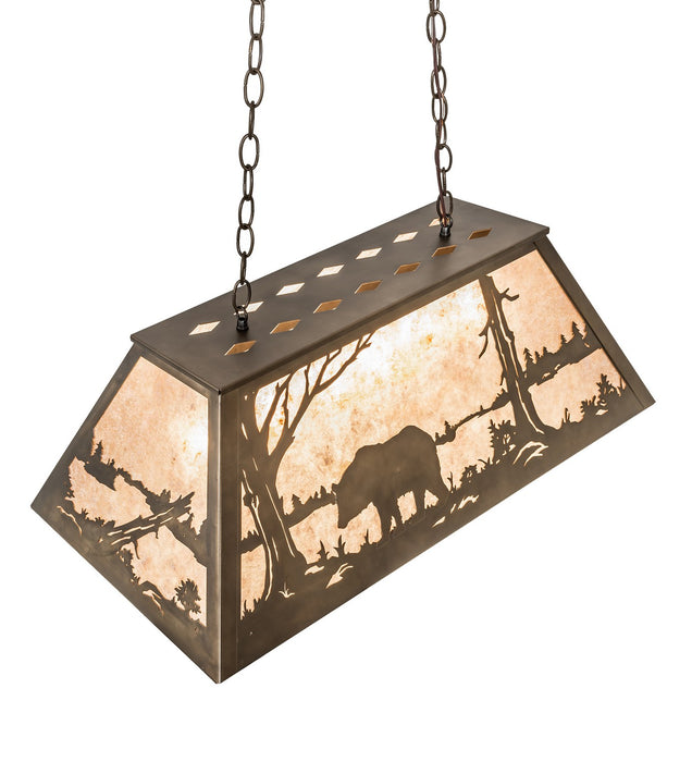 Meyda Tiffany 51510 Six Light Oblong Pendant, Antique Copper