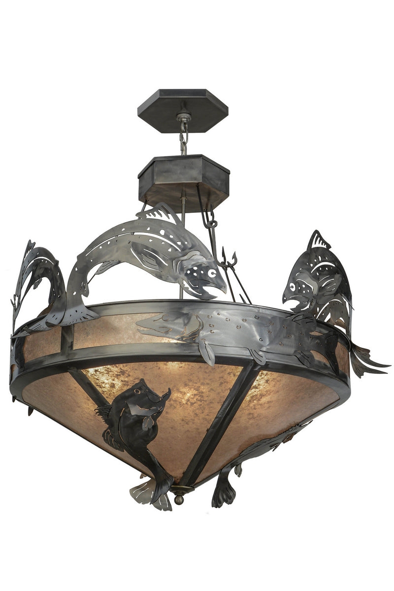 Meyda Tiffany 65150 Six Light Inverted Pendant, Industrial Steel