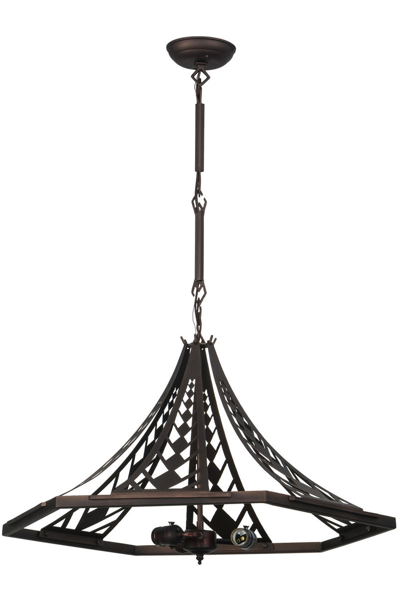 Meyda Tiffany 69277 Three Light Inverted Pendant Hardware, Cinnamon Coffee Metallic