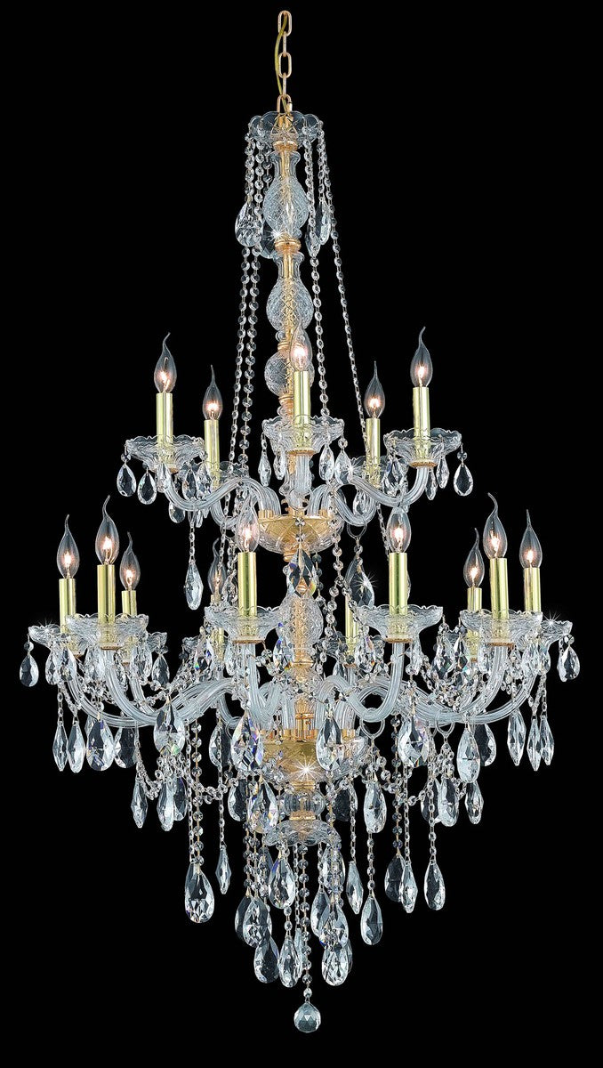 Elegant Lighting 7915G33G/RC 15 Light Chandelier, Gold