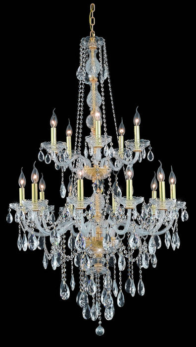 Elegant Lighting 7915G33G/RC 15 Light Chandelier, Gold