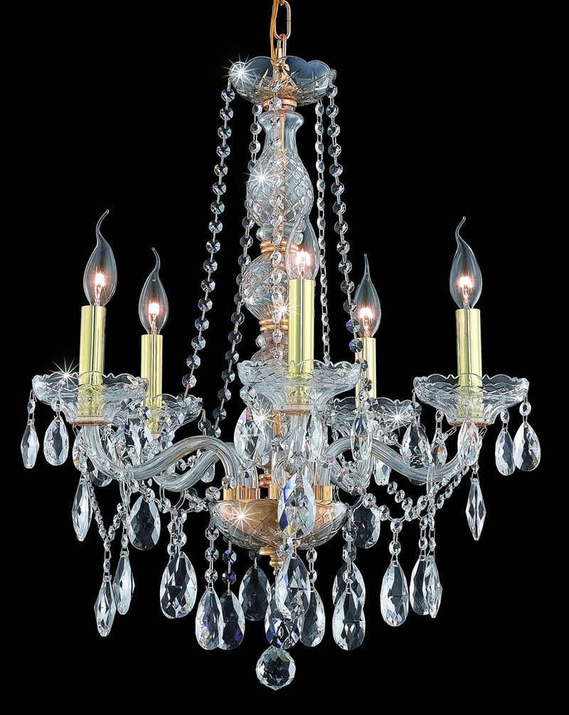 Elegant Lighting 7955D21G/RC Five Light Chandelier, Gold