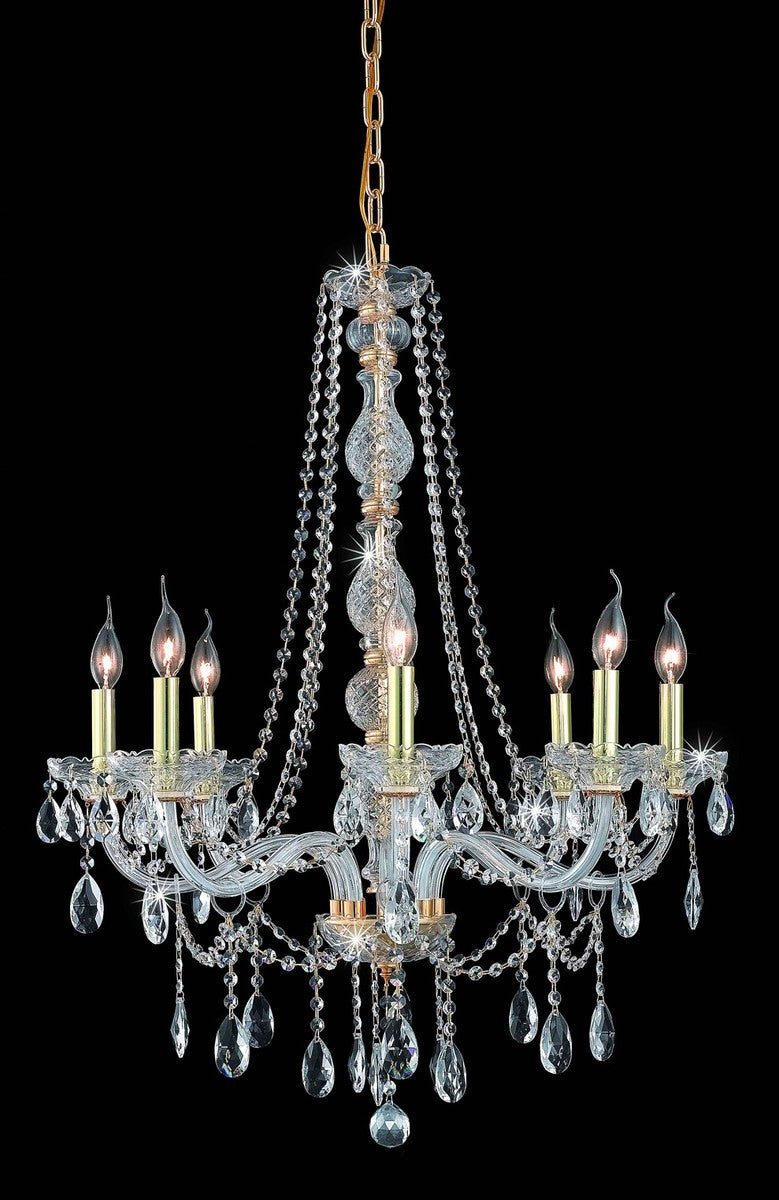 Elegant Lighting 7958D28G/RC Eight Light Chandelier, Gold