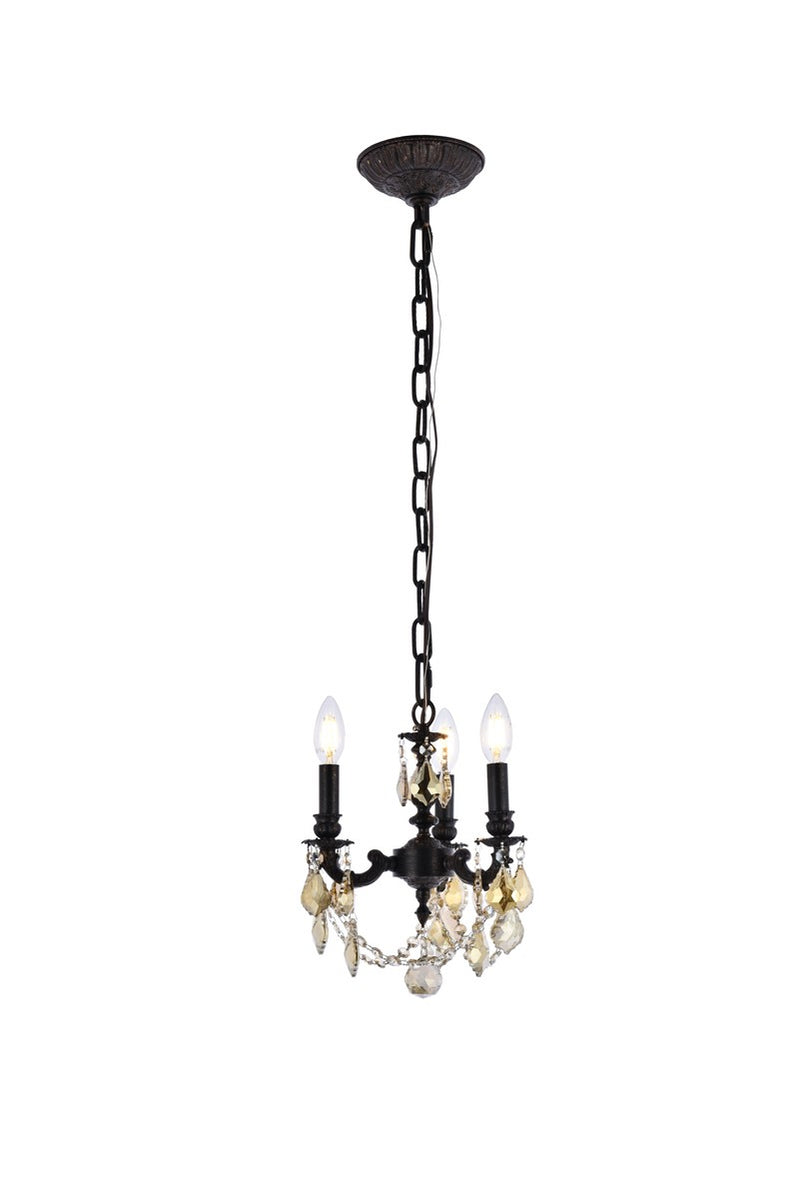 Elegant Lighting 9103D10DB/RC Three Light Pendant, Dark Bronze