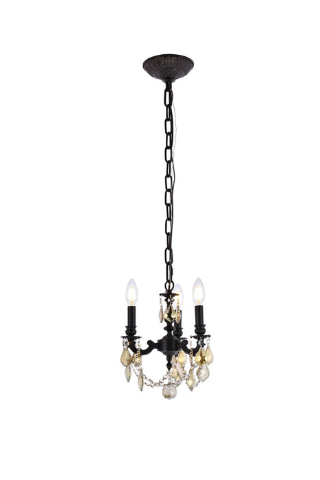 Elegant Lighting 9103D10DB/RC Three Light Pendant, Dark Bronze