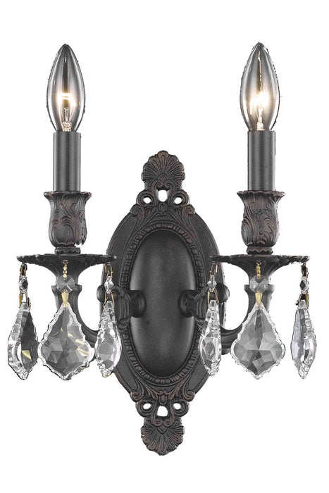 Elegant Lighting 9202W9DB/RC Two Light Wall Sconce, Dark Bronze
