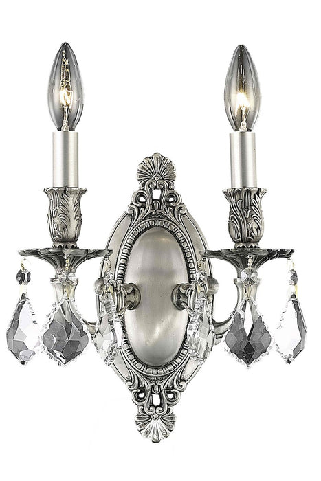 Elegant Lighting 9202W9PW/RC Two Light Wall Sconce, Pewter