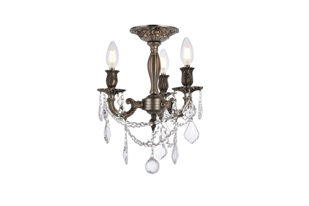 Elegant Lighting 9203F13PW/RC Three Light Flush Mount, Pewter