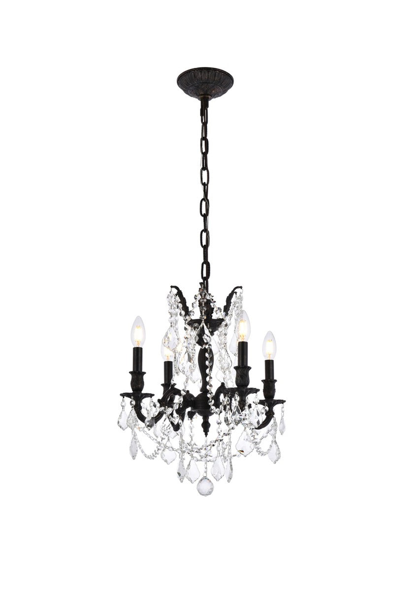 Elegant Lighting 9204D17DB/RC Four Light Pendant, Dark Bronze