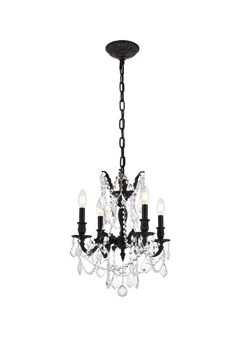 Elegant Lighting 9204D17DB/RC Four Light Pendant, Dark Bronze