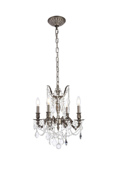 Elegant Lighting 9204D17PW/RC Four Light Pendant, Pewter