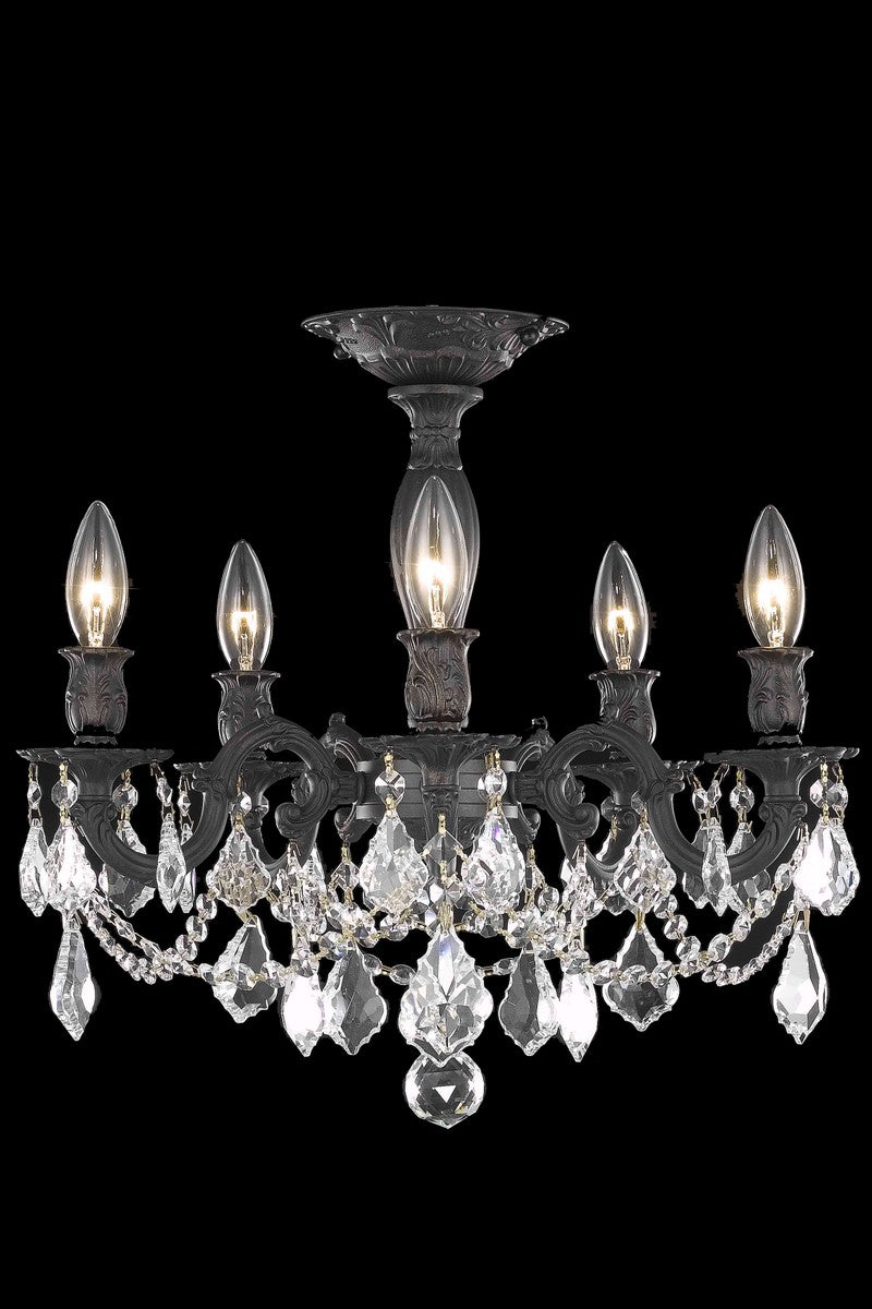 Elegant Lighting 9205F18DB/RC Five Light Flush Mount, Dark Bronze