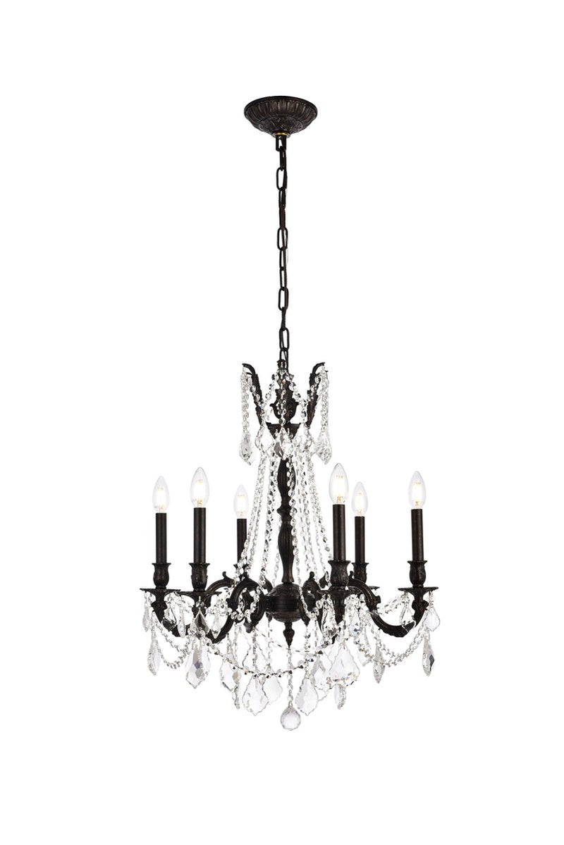 Elegant Lighting 9206D23DB/RC Six Light Chandelier, Dark Bronze