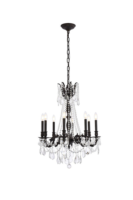 Elegant Lighting 9208D24DB/RC Eight Light Chandelier, Dark Bronze