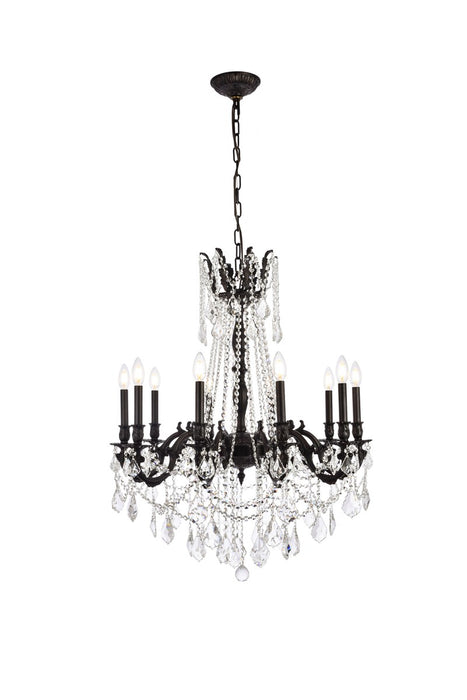 Elegant Lighting 9210D28DB/RC Ten Light Chandelier, Dark Bronze