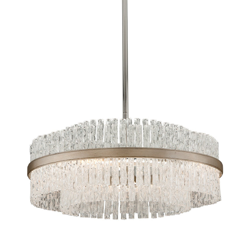 Corbett Lighting 204-46-SL/SS Eight Light Chandelier, Silver Leaf Polished Stainless