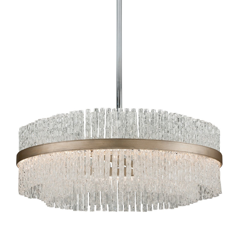 Corbett Lighting 204-48 12 Light Chandelier, Silver Leaf Polished Stainless