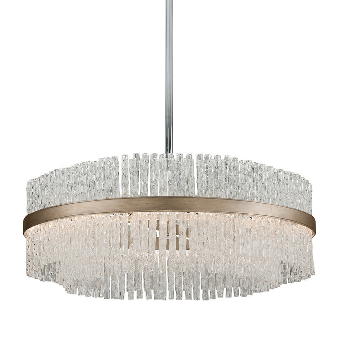Corbett Lighting 204-48 12 Light Chandelier, Silver Leaf Polished Stainless