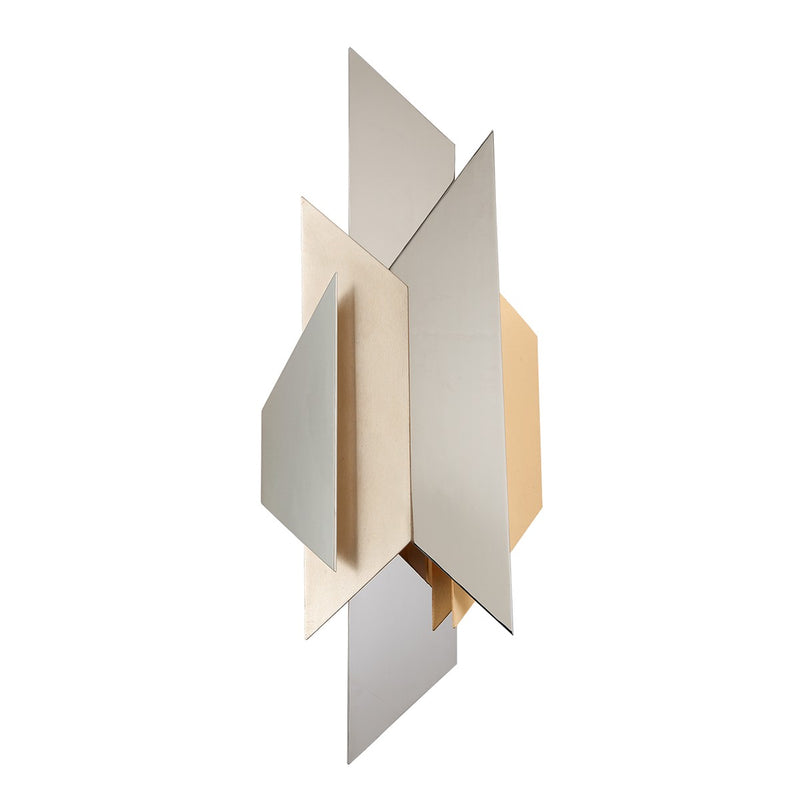 Corbett Lighting 207-12-SS/WSL/GL Two Light Wall Sconce, Pol Ss W Silver/Gold Leaf