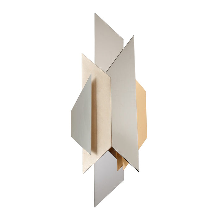Corbett Lighting 207-12-SS/WSL/GL Two Light Wall Sconce, Pol Ss W Silver/Gold Leaf