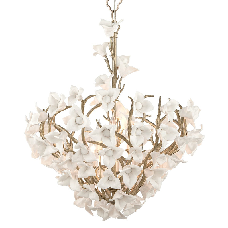 Corbett Lighting 211-47-SGL Six Light Chandelier, Enchanted Silver Leaf