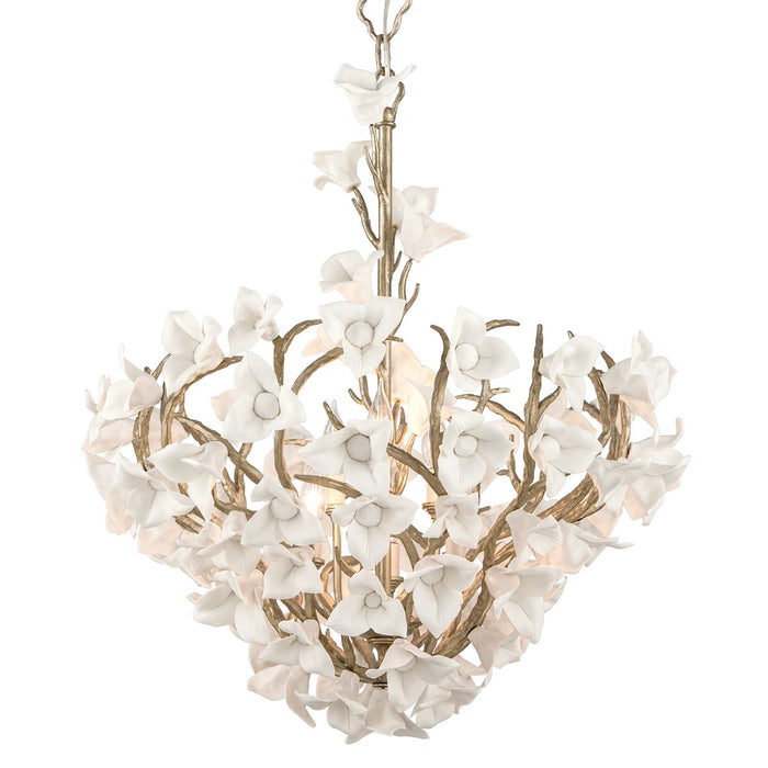 Corbett Lighting 211-47-SGL Six Light Chandelier, Enchanted Silver Leaf