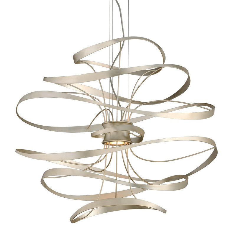 Corbett Lighting 213-43-SL/SS LED Chandelier, Silver Leaf Polished Stainless