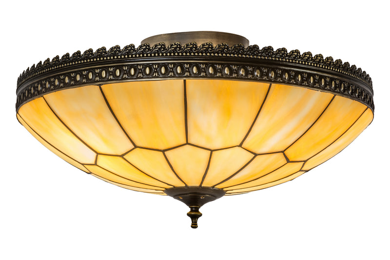 Meyda Tiffany 169613 Four Light Flushmount, Craftsman Brown With Highlights