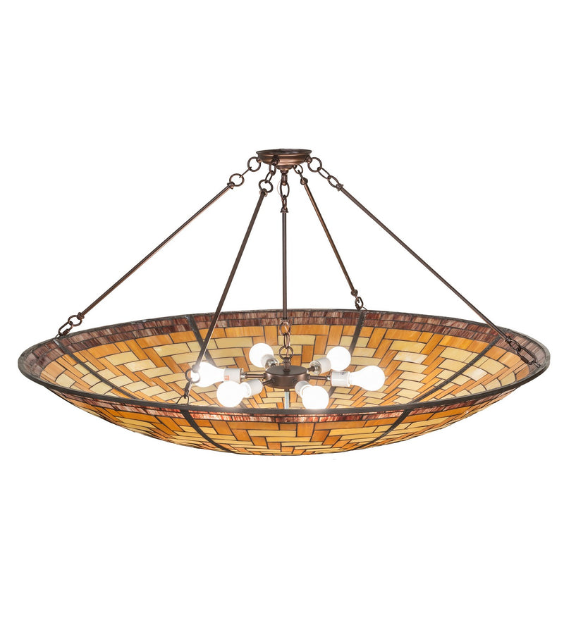 Meyda Tiffany 72653 Six Light Inverted Pendant, Mahogany Bronze