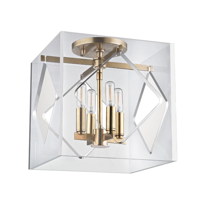 Hudson Valley 5912F-AGB Four Light Semi Flush Mount, Aged Brass